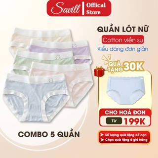 Combo 5 Quần Lót Nữ Su Lụa Mềm Mỏng Màu Xinh Set 5 Quần Chip Nữ Tính Hình Gấu Dễ Thương SAVILL LY03 