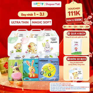  Combo 4 Bịch Tã Bỉm NABIZAM Hàn Quốc Cho Bé Từ 3kg đến 25kg Bịch 20-50 Miếng Êm Mỏng Chống Hăm Chống Tràn HAWAY 