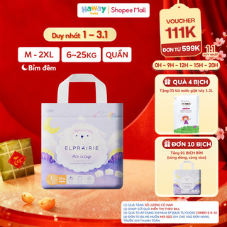  Combo 4 Tã Bỉm Quần ELPRAIRIE Air Wing Size M32 L28 XL25 XXL22 Hàn Quốc Mềm Mại Thấm Hút Chống Tràn Cho Bé 6-25Kg HAWAY 