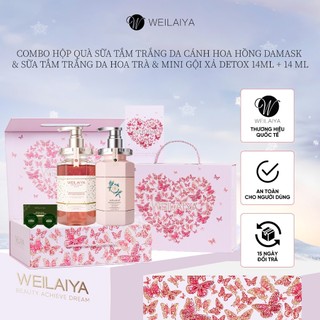  Sữa tắm trắng da cánh hoa hồng Damask 450ml và Sữa tắm trắng da làm sạch da toàn thân Niacinamide WEILAIYA 450ml 