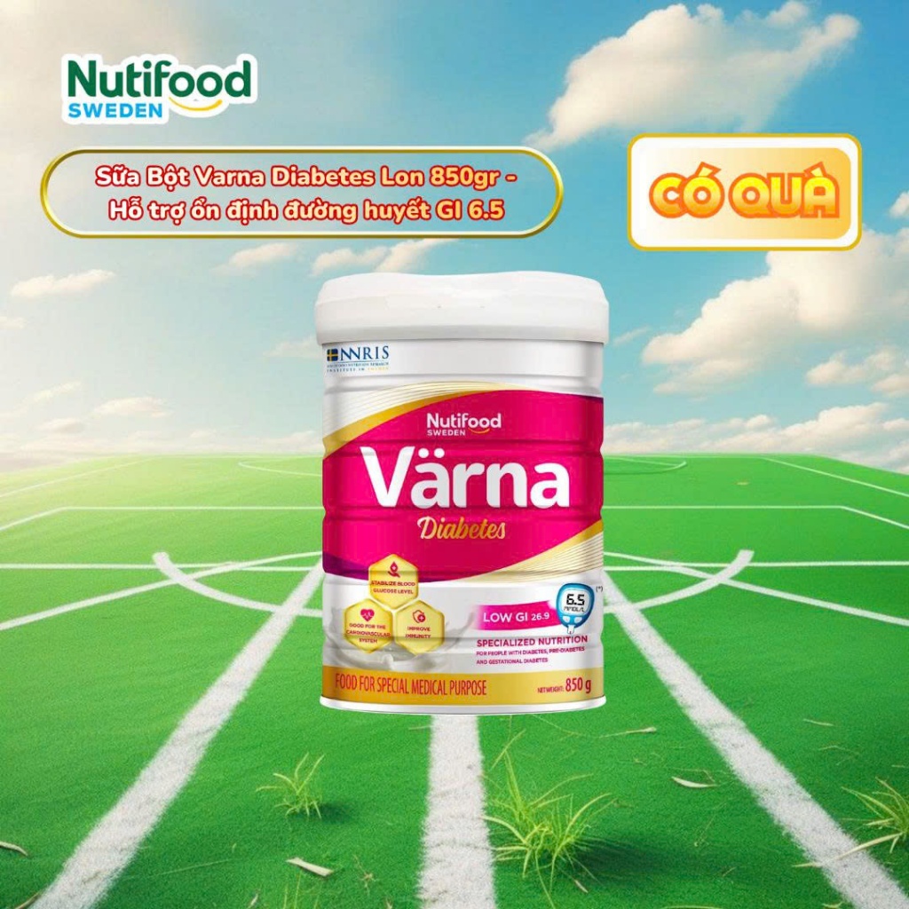 Sữa bột Diabetes Lon 850g - Ổn định đường huyết (GI = 26,9) - Varna