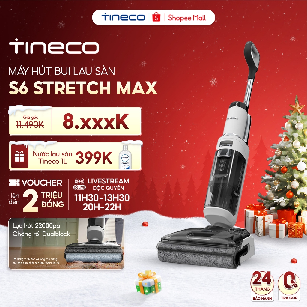 Máy hút bụi lau sàn khô ướt Tineco Floor One S6 Stretch Max - Lực hút 22000Pa - HyperStretch - Bảo Hành 24 Tháng