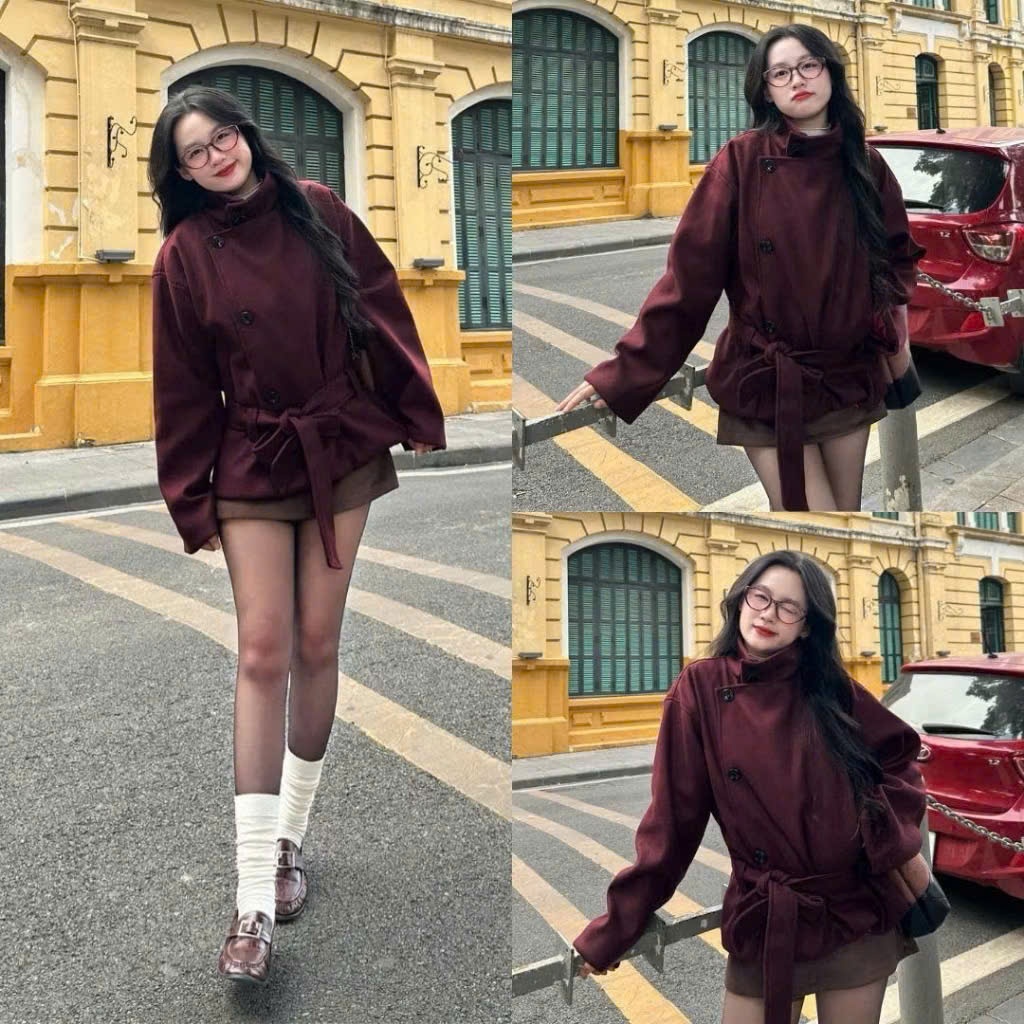 Áo Khoác Dạ Dáng Lỡ Cổ Đứng Kèm Đai Thắt Eo 168Fashion Aokhoacda601_P9 | BigBuy360 - bigbuy360.vn