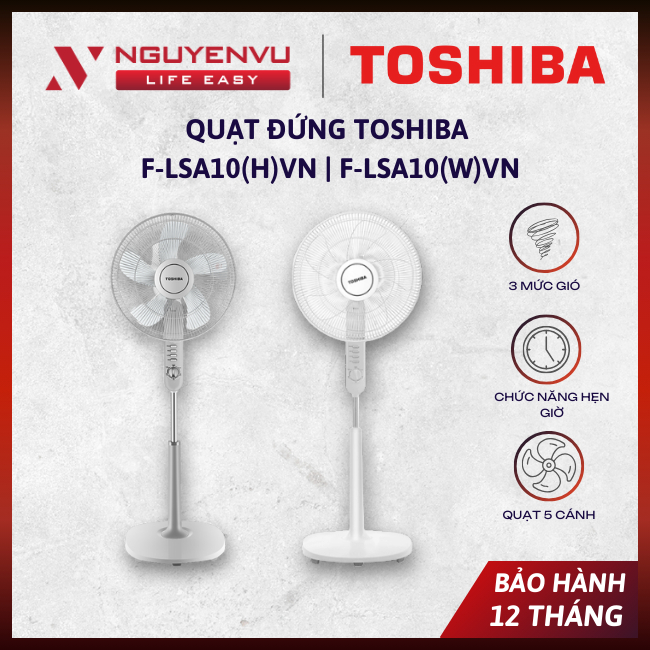 [KHO HN - HCM] Quạt đứng Toshiba F-LSA10(H)VN | F-LSA10(K)VN - Công suất 50W - 3 mức gió - Hàng Chín