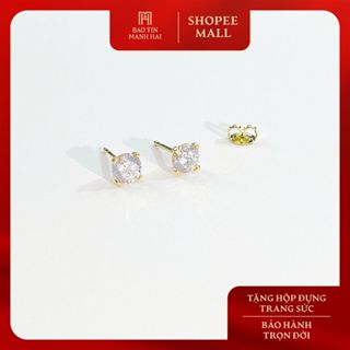  Bông tai vàng 10K thiết kế nụ gắn đá CZ cao cấp sáng lấp lánh dễ kết hợp Bảo Tín Mạnh Hải PYBTV10CZH-501007 