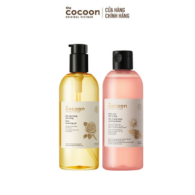 [MUA 2 GIẢM 41%] Combo 1 Dầu tẩy trang Hoa Hồng 310ml+ 1 Nước Sen Hậu Giang Cocoon 310ml