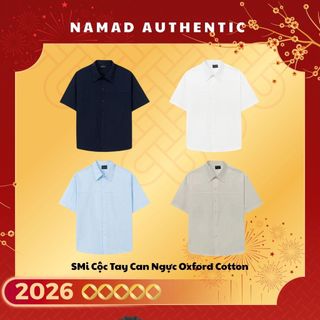 Áo sơ mi nam trơn Oxford cotton Tay ngắn NAMAD form rộng Phối Ngực Relax 2025