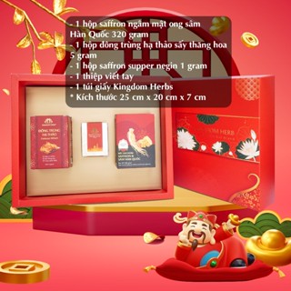 Bộ quà tặng, set quà saffron, đông trùng hạ thảo, sâm, mật ong chính hãng thượng hạng Kingdom Herb