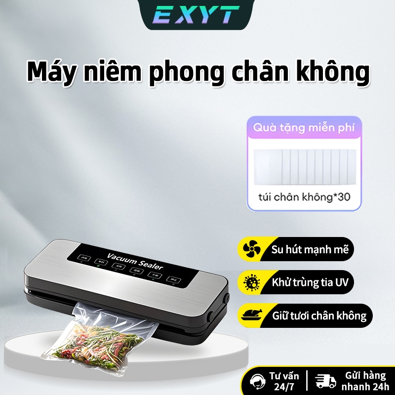 EXYT Máy Hút Chân Không Gia Đình - Tia Cực Tím Khử Trùng, Tặng 30 Túi, Lực Hút Mạnh, 5 Chế Độ, Độ tươi lâu dài
