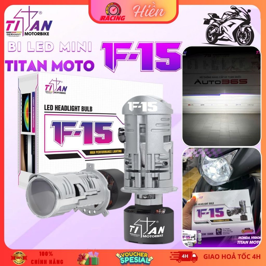 Đèn Bi Led Mini Titan F15 Chân H4 – Công Suất 35W-50W, Siêu Sáng, Bền Bỉ, Lắp Đặt Dễ Dàng