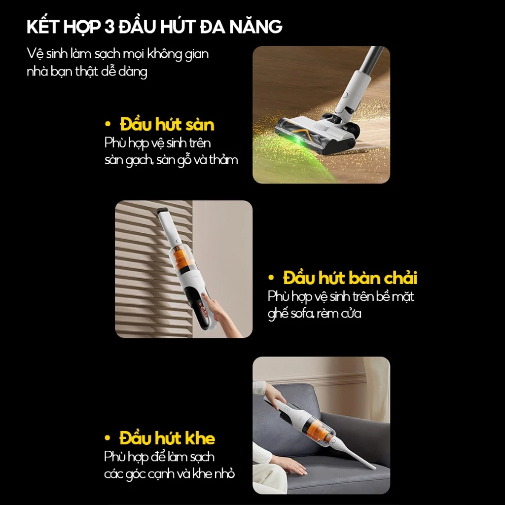 Máy hút bụi không dây Deerma T10W với lực hút mạnh 20.000pa kèm ánh sáng xanh thông minh - Bảo hành 12 tháng | BigBuy360 - bigbuy360.vn