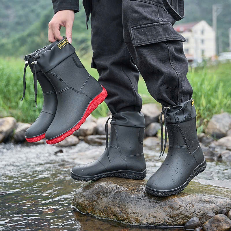 Ủng Lửng Lội Nước Đi Mưa Đế Nhám Chống Trơn Có Dây Buộc Size 37–45, Ủng Lội Suối