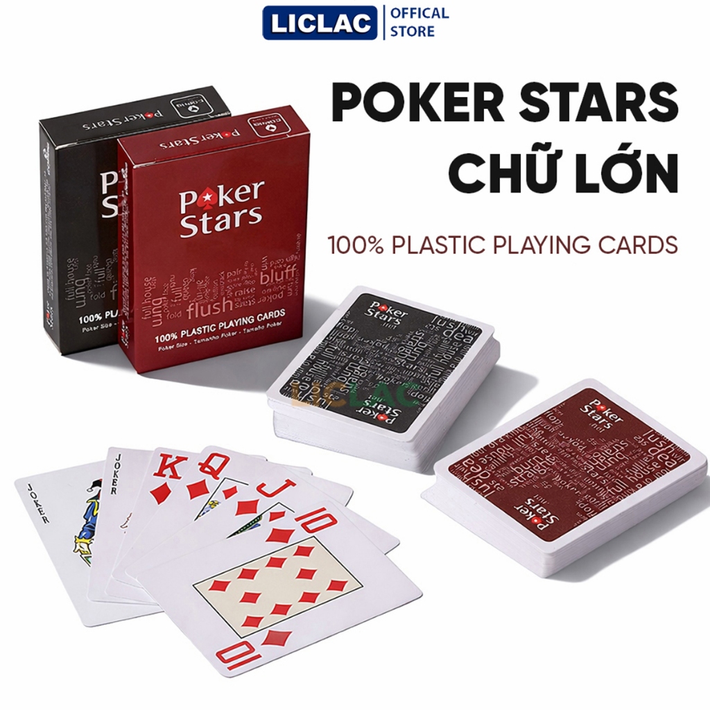 Bộ bài tây nhựa Poker Stars chất liệu 100% nhựa cao cấp chống nước chống gập chống gãy bền đẹp