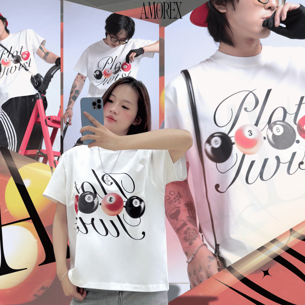 Áo thun unisex PLOT TWIST form boxy 250gsm, in họa tiết, chất lượng cao, thoáng mát AMOREX