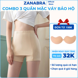 [ XẢ HÀNG ] Combo 3 Quần Mặc Váy Bảo Hộ - Set 3 Quần Mặc Trong Váy Không Lộ Chất Thun Co Dãn ZANABRA V558