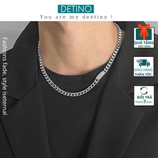   hàng lỗi nhẹ xả rẻ  Dây chuyền nam titan vòng cổ nam Cuban màu bạc hình bầu dục phong cách Hàn Quốc DC6-Sale 