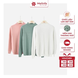  Áo len nữ cổ tròn dài tay len cao cổ len cổ lọ chất len dệt kim mềm mịn co giãn MELINFA VAA0348 