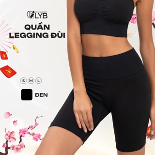  LYB - Quần legging đùi nữ cạp cao quần legging tập gym yoga chạy bộ co giãn chống tia uv 