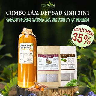 Combo Thảo Dược Phục Hồi Sau Sinh 3in1, Giảm Thâm Sáng Da Se Khít Tự Nhiên, Phú Hưng Natural