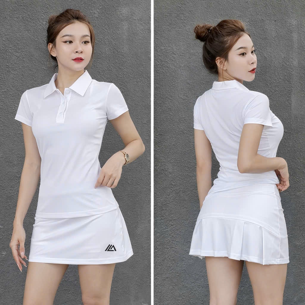 Bộ Váy Thể Thao Nữ MILAVY Chân Váy Emily Dáng Chữ A Logo Thêu Kèm Áo Thun Tay Ngắn Cổ Trụ
