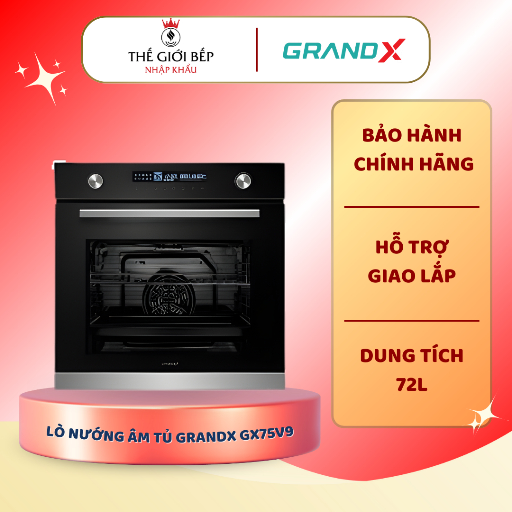 Lò nướng âm tủ GrandX GX75V9 - Chất Liệu Inox Cao Cấp, Dễ Vệ Sinh