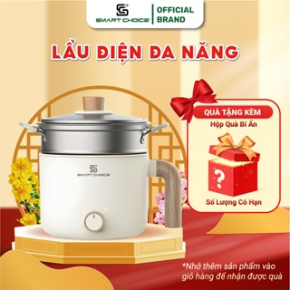 Nồi Lẩu Điện Mini SmartChoice SCG-NDN001, Nồi Điện Đa Năng 1,5L 600W Kèm Xửng Hấp 3 Mức Nhiệt