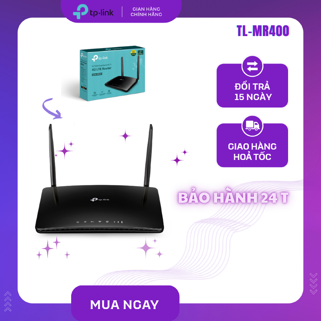 [ TPLINK ] Bộ phát wifi 4G TP-Link Archer MR400 (AC1200) | sử dụng sim 4G