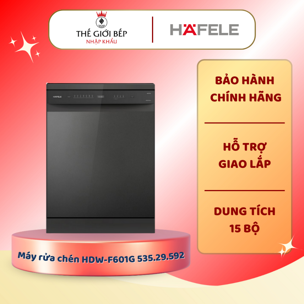Máy Rửa Chén Hafele HDW-F601G 535.29.592 – Máy Rửa Bát Độc Lập, Tiết Kiệm Điện Nước