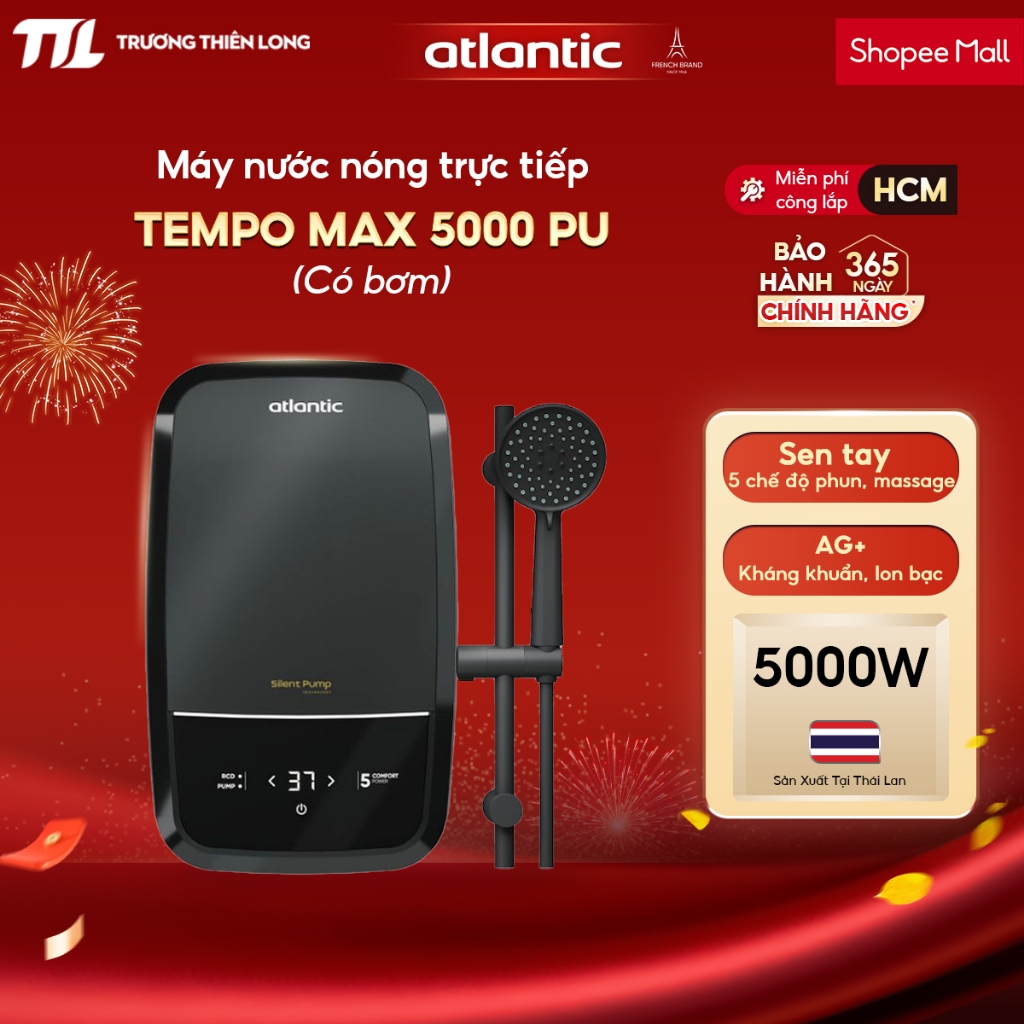 [ATLANTIC - Miễn Phí Công Lắp HCM] - Máy Nước Nóng Trực Tiếp Atlantic 5000W TEMPO MAX 5000 PU