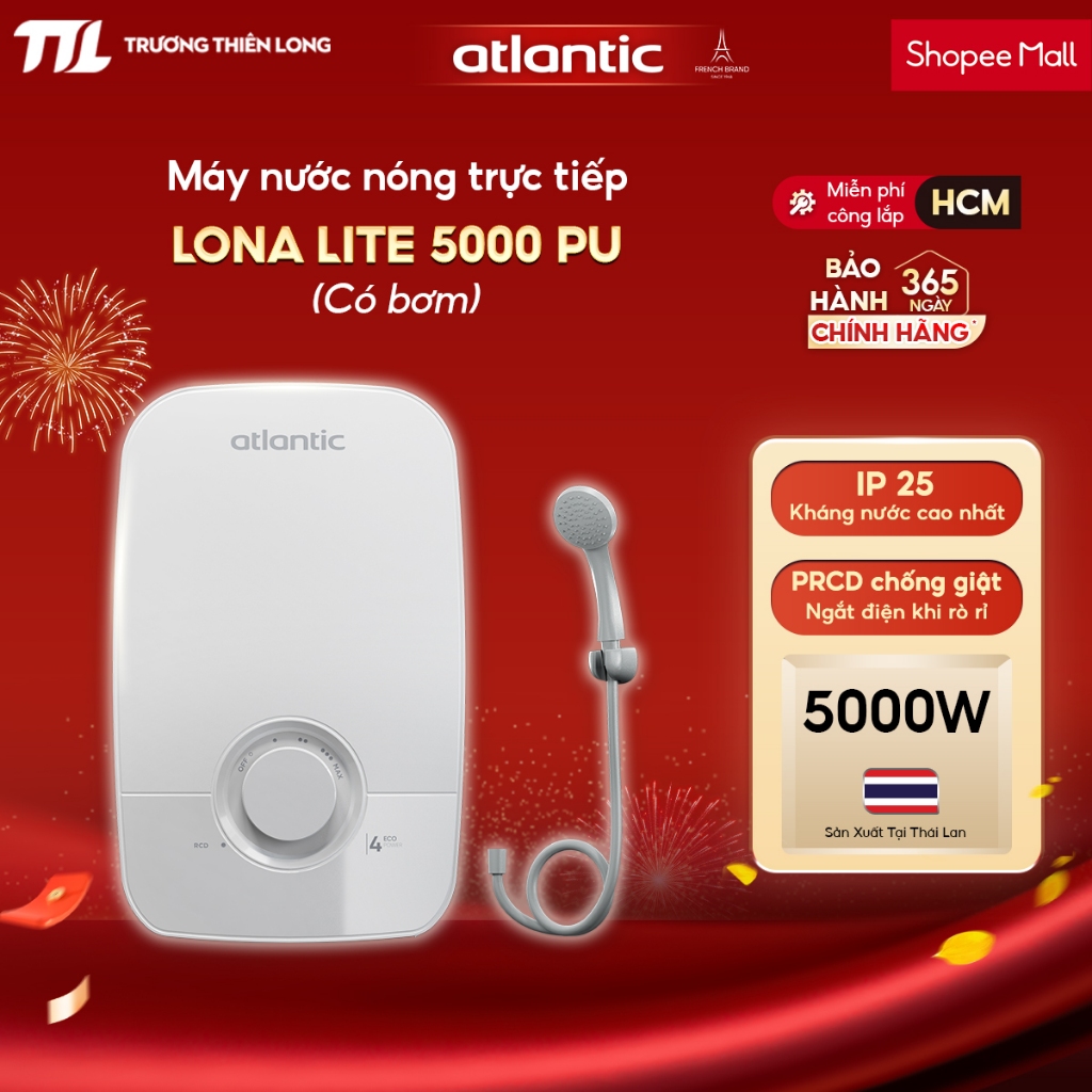 [ATLANTIC - Miễn Phí Công Lắp HCM] - Máy Nước Nóng Trực Tiếp Atlantic 5000W TEMPO LITE 5000 PU