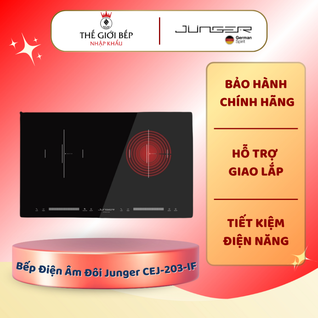 Bếp Điện Âm Đôi Junger CEJ-203-IF – Lựa Chọn Hoàn Hảo Cho Gian Bếp Sang Trọng