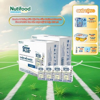   CÓ QUÀ-CHÍNH HÃNG  Combo 2 Thùng 24 Hộp Sữa Bột Pha Sẵn Nutifood Sweden GrowPLUS+Cao lớn vượt trội từ 1 tuổi hộp 110 ml 