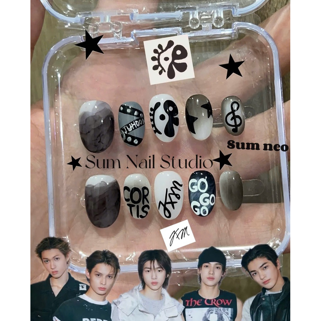 S50 nail box Juhoon Cortis , bộ móng úp vibe Cortis , nail y2k Sum Nail Studio