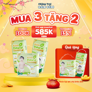   3 BỊCH TẶNG 2 BỊCH  Tã Bỉm KITIN NATURAL thương hiệu Việt thấm hút 1200ml size NB56 S50 M44 L40 XL38 2XL36 3XL 