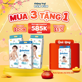   3 BỊCH TẶNG 1 BỊCH  Tã Bỉm BEBEBOO Nhật Bản size NB80 S70 M60 L50 XL46 XXL42 XXXL40 tã bỉm ngày đêm cho bé 