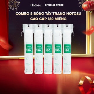   100% COTTON  COMBO 5 BÔNG TẨY TRANG HOTOSU MỀM MỊN KHÔNG XƠ BÔNG CAO CẤP 150 MIẾNG PREMIUM COTTON PADS 