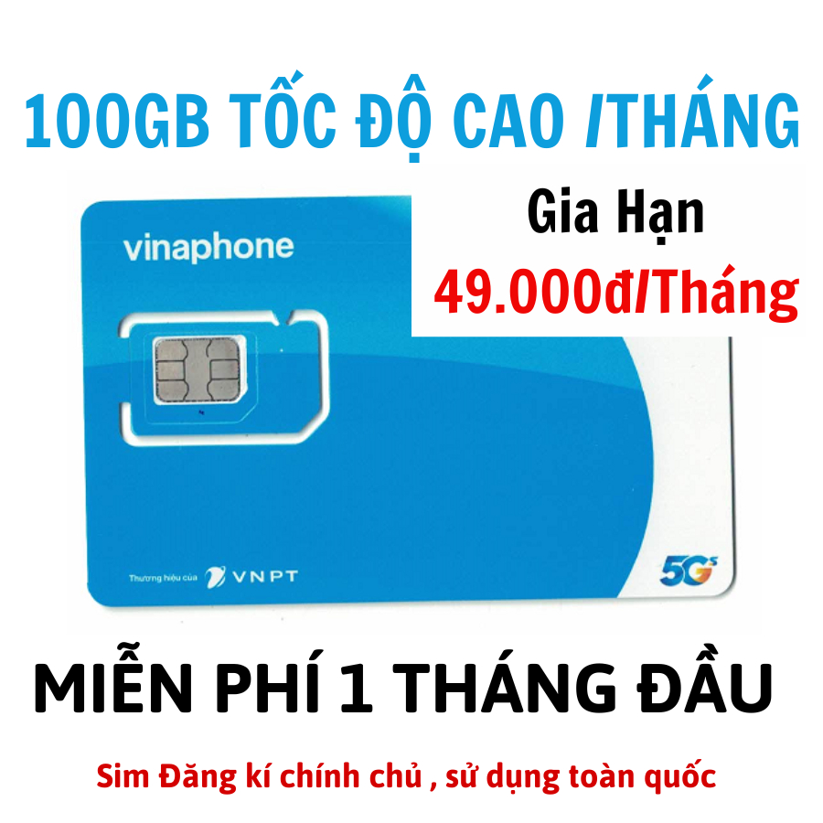 [ CHỈ 49K/ THÁNG ] Sim Vinaphone 4G/5G Tặng Mỗi Tháng 100GB Data Tốc Độ Cao, Nghe Gọi Tẹt Ga TD49