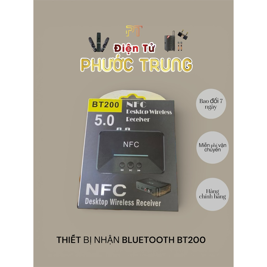 Thiết bị nhận Bluetooth không dây (5.0) BT200. Hộp Bluetooth Âm Thanh Không Dây BT200 NFC V5.0
