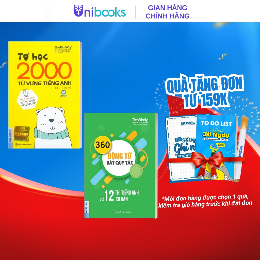 Sách - Combo 2000 từ Tiếng Anh + 360 Động Từ Bất Quy Tắc Và 12 Thì Tiếng Anh Cơ Bản