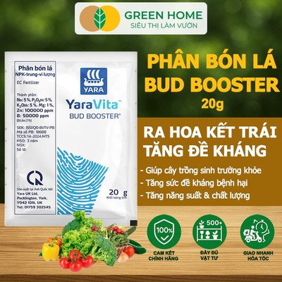 Phân Bón Lá Bud Booster GreenHome, Gói 20gr, Giúp Cây Sinh Trưởng Khỏe, Ra Hoa Đều, Đậu Trái Cao