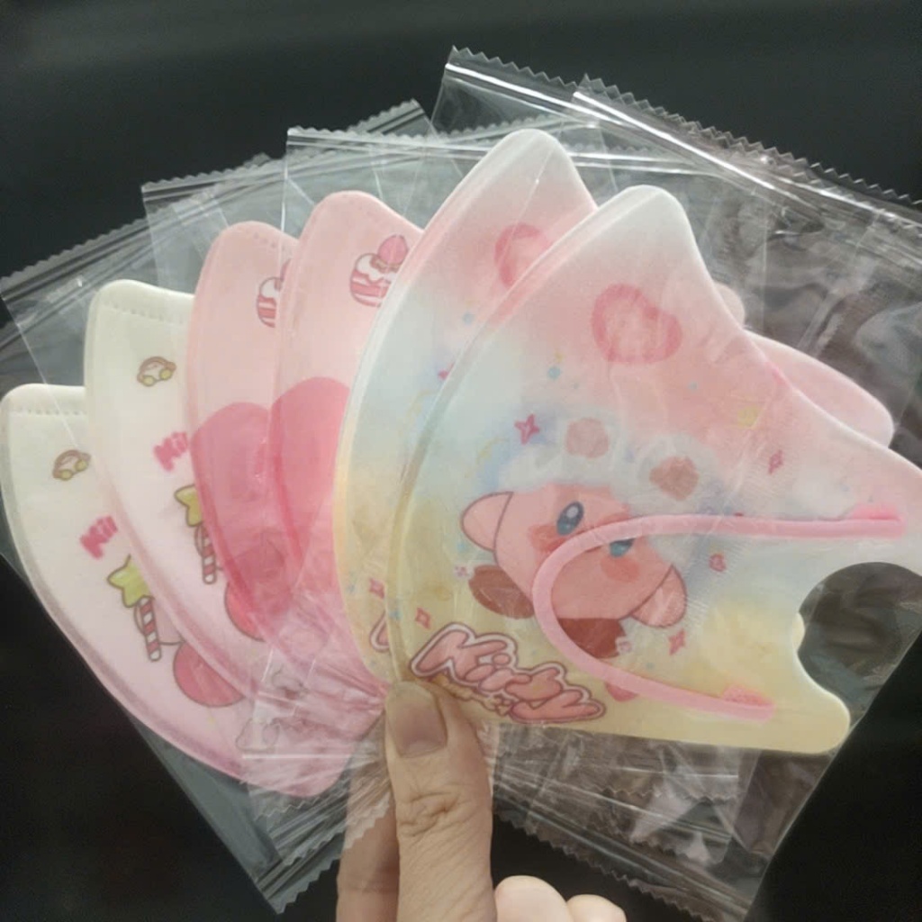 (Set 10 cái) khẩu trang trẻ em kirby công chúa màu hồng siêu xinh size 3-12 tuổi form 3d ôm mặt an t