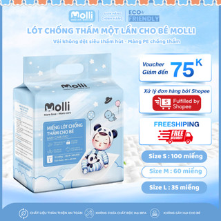 Tấm Lót Chống Thấm Dùng Một Lần Molli Cho Bé   Size S 100 miếng  M 60 miếng  Size L 35 miếng - MOL3019-3020-3023   