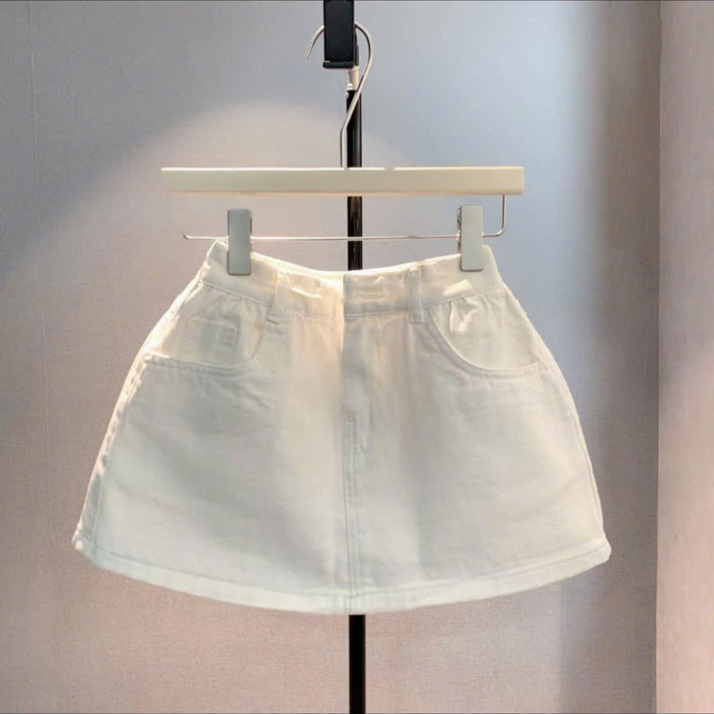 Chân Váy Jean Ngắn Vải Cotton Dày Dặn Mềm Mát Viền Túi Nổi Có Lót Quần CV123