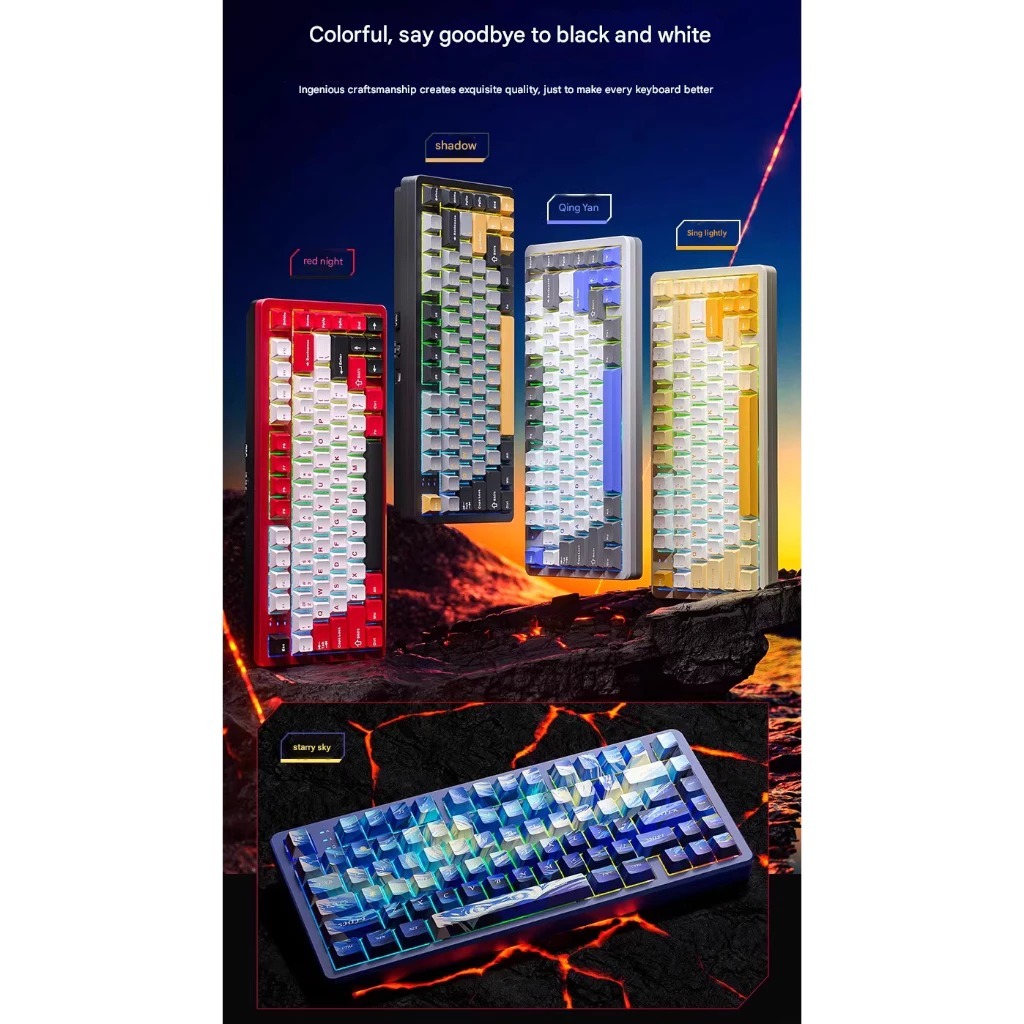 Bàn phím cơ Nhôm CNC - AULA Fire 75 - LED RGB - 3 mode kết nối - Núm Xoay Hotswap Thành Switch Thường | BigBuy360 - bigbuy360.vn