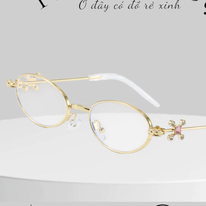 [Peinn] Gọng kính oval Hàn Quốc đính đá Hồng thời trang Bự store 2250