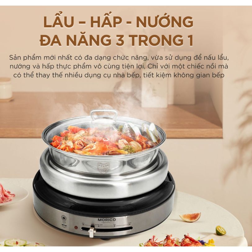 Nồi lẩu nướng hấp MORICO MH801 - Tài An Gia