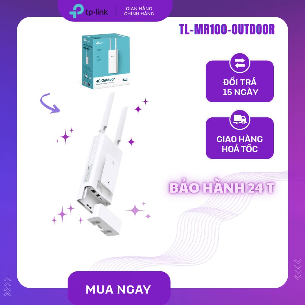 [ TPLINK ] Bộ Phát Wi-Fi Ngoài Trời TL-MR100-Outdoor 4G Tốc Độ 300Mbps Internet Ổn Định Ở Mọi Nơi
