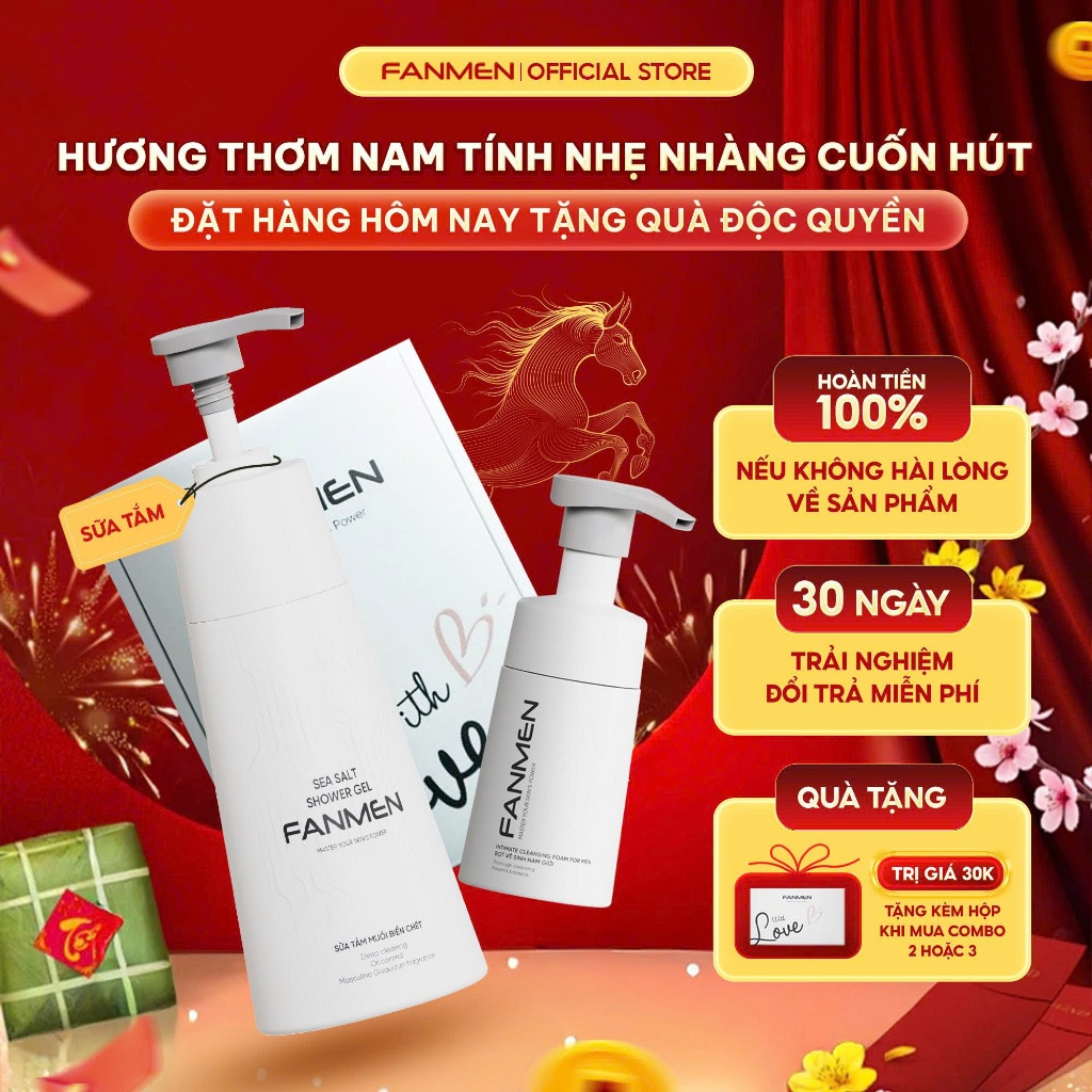 [COMBO QUÀ TẶNG CHO NAM] Combo Sữa Tắm Và Bọt Vệ Sinh Nam Fanmen Bộ Quà Tặng Nam Tinh Tế Box With Lo