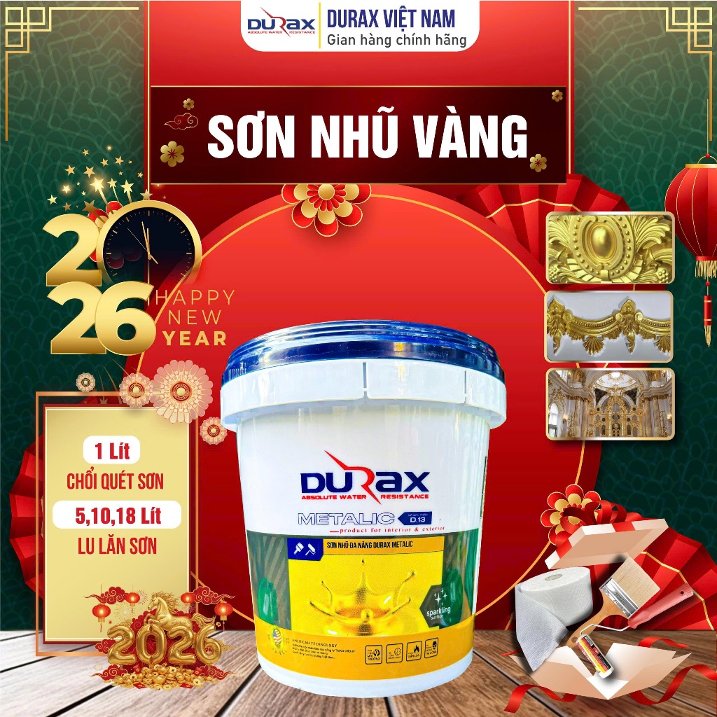 [500gr-1L-2L] Sơn Nhũ Vàng Ánh Kim Trang Trí Ngoại Thất Hệ Nước An Toàn Bền Màu