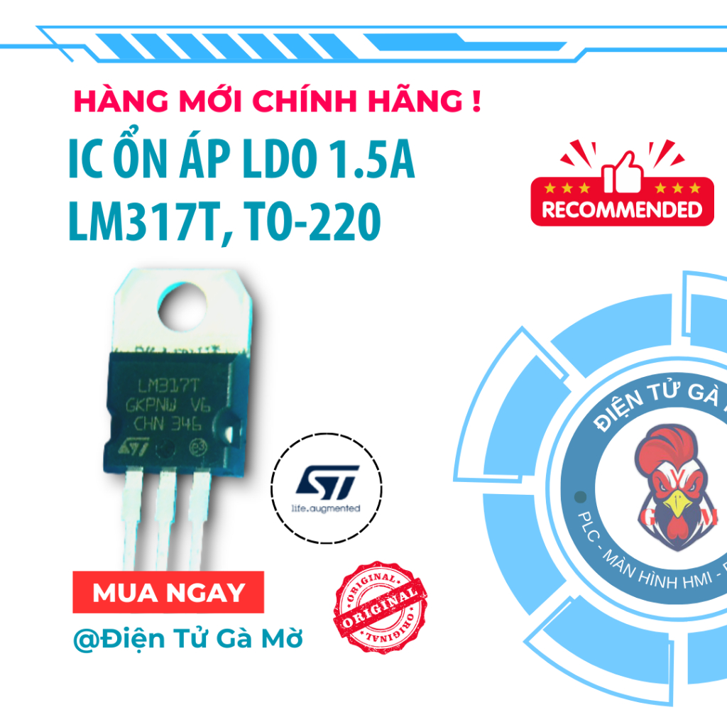 [1 CON] IC Ổn Áp LDO Cắm, LM317T LM317 317 1.5A TO-220, Hàng Mới Chính Hãng ST 100%